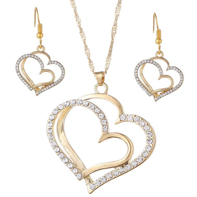 

Jewelry Set Wholesale Hot Sale Pop Heart Necklace Earrings Fashion Set, 2 colors