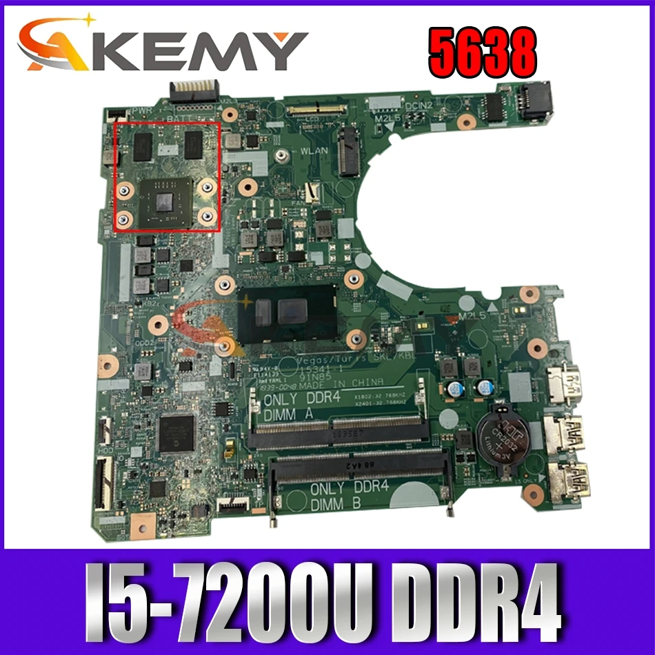 

Akemy 0GV5TG GV5TG for Dell 5638 Laptop motherboard I5-7200U DDR4 tested