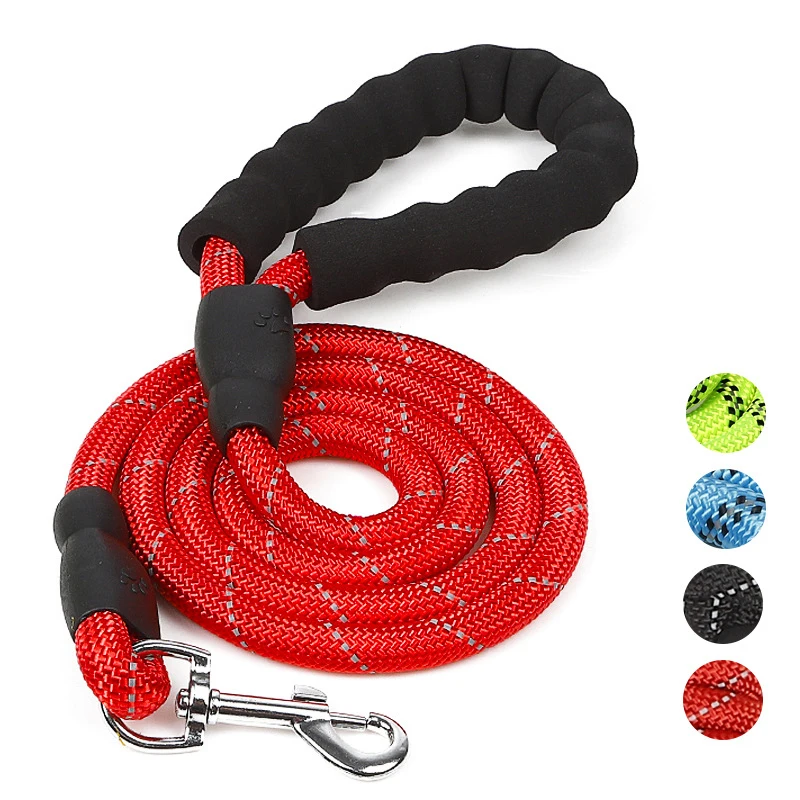 

Wholesale Large Pet Dog Leash with Comfortable Padded Handle Reflective Strong Rop Dog Leash, Customized color