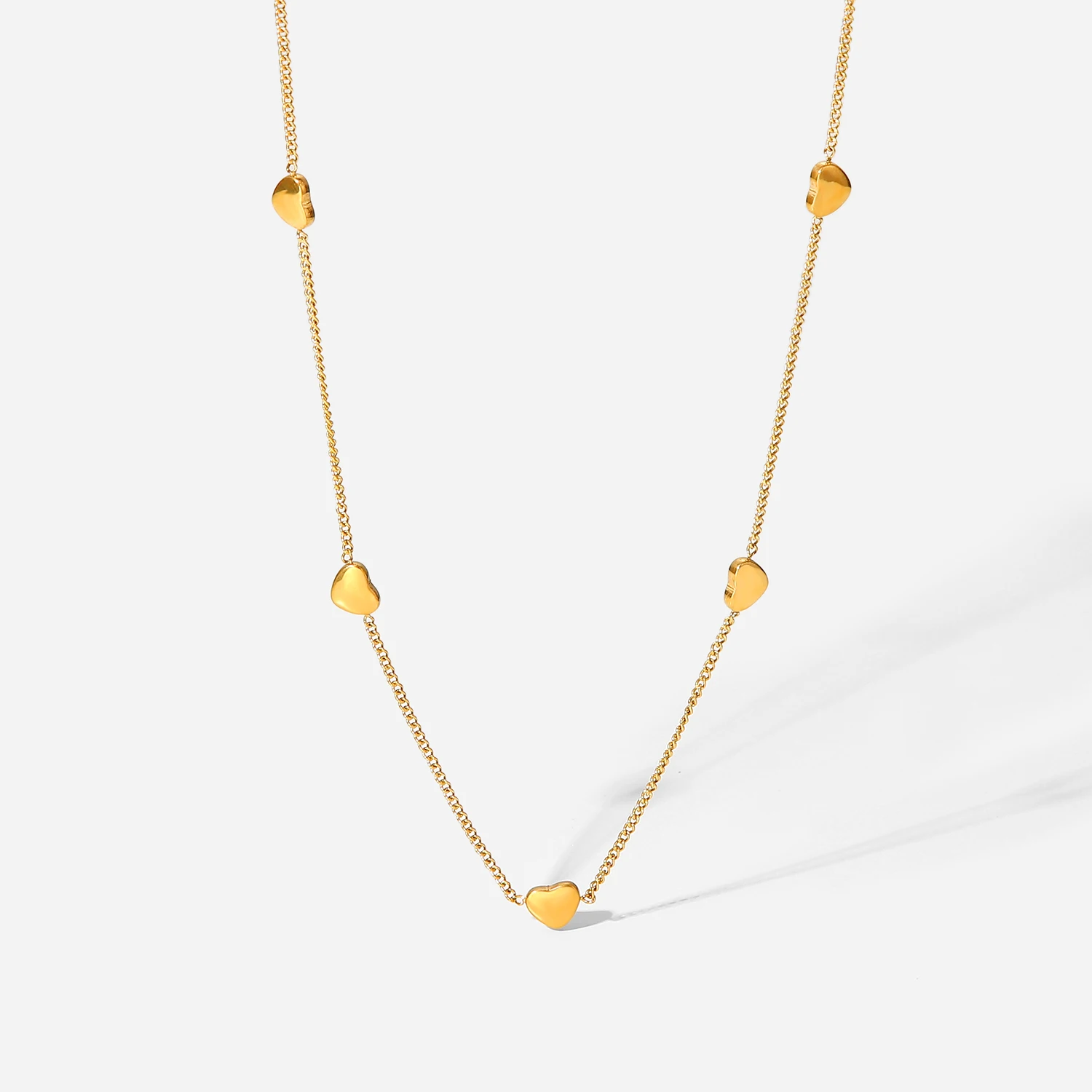 

Romantic Solid Love Charm Necklace Stainless Steel 18K Gold Plated Fine Chain Gift Jewelry Necklace