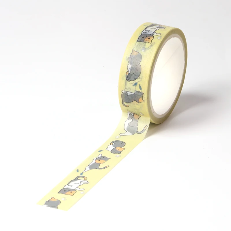 Cute Cartoon Lazy cat Masking Washi Tape Decorative Adhesive Tape Decora Diy Scrapbooking Sticker Label Kawaii Stationery