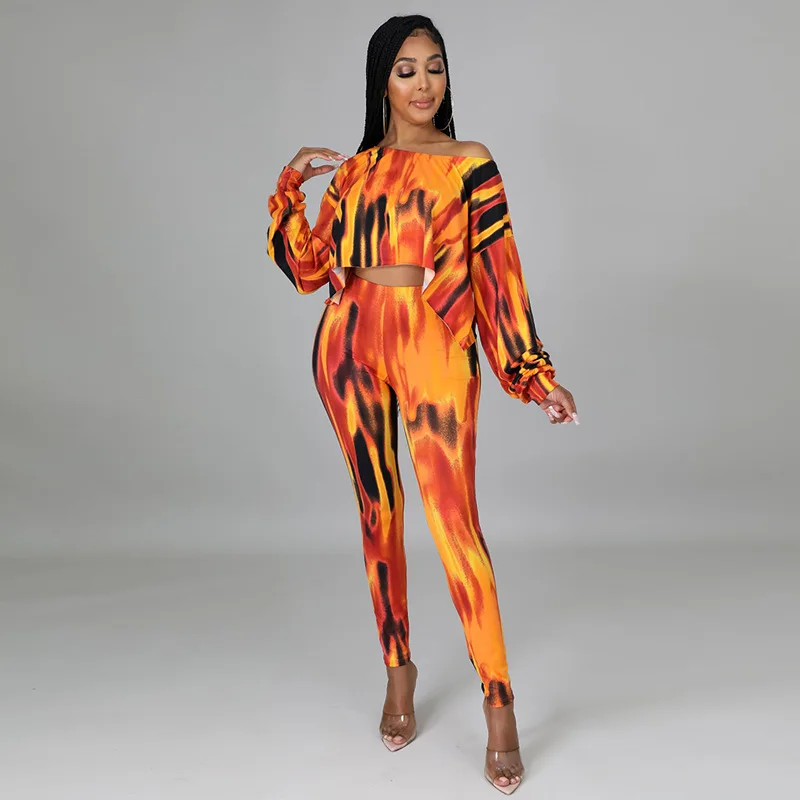 

FS5296A Hot sale contrast color casual women sets two piece pants set