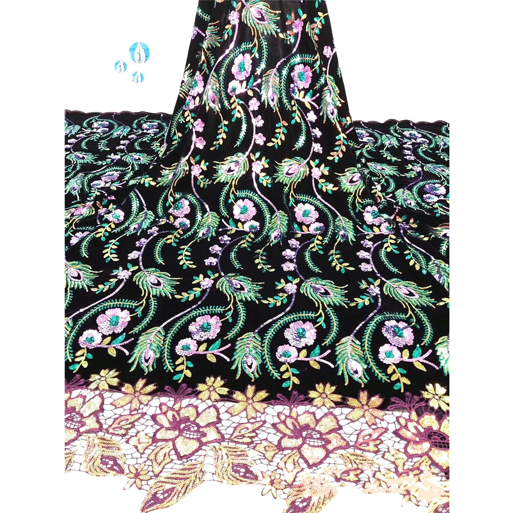 

Beautifical sequins velvet lace cotton fabric velvet dress ML1N1935, Customized