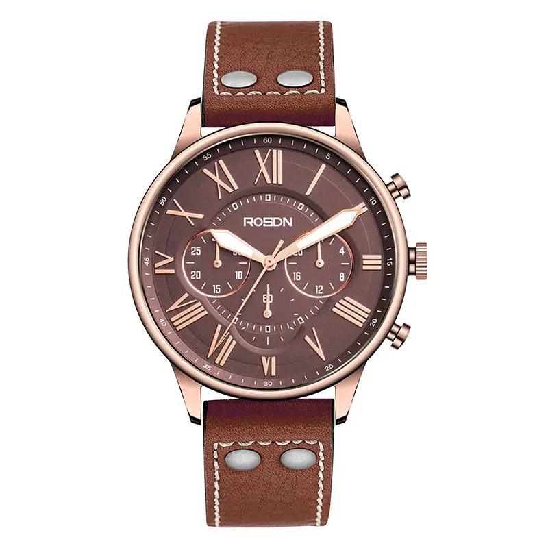 

Cheap Men Sport Quartz Minimalist Watches Week And Date Chronograph Watch Fashion Leather Strap Watch