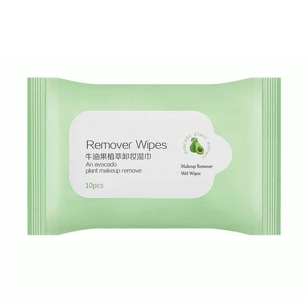 

Hot sale superior quality 10pc Spunlaced non-woven fabric remover makeup wipes makeup remover, Green