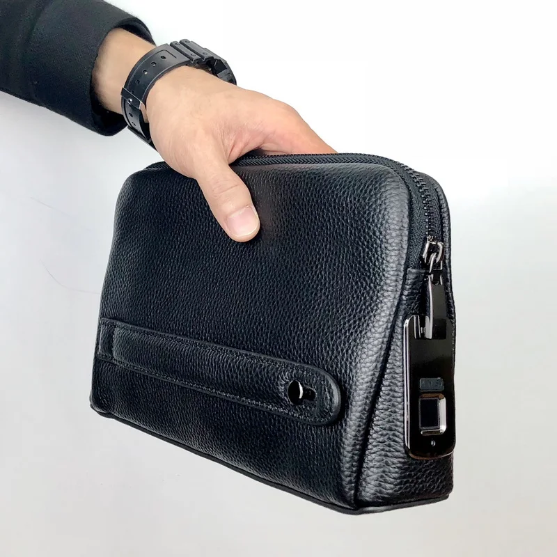 

New Arrival High Quality Luxury Fashionable real leather handbags for business fingerprint bag mini handbag men