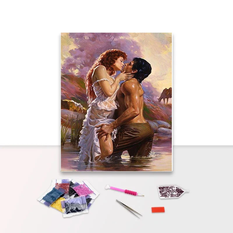 

Home Decoration Mural 5d Diamond Painting Men And Women In Love Full Drill Needlework Cross Stitch Diamond Mosaic Gift