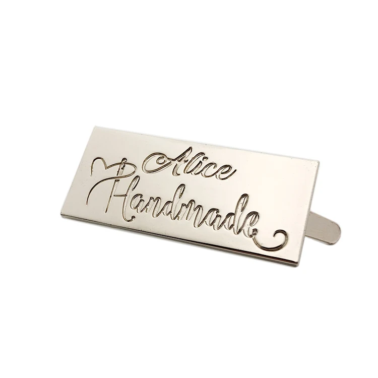 Factory Price Design Metal Label Bag Hardware Silver Engraved Logo Metal Plate Tag For Handbags