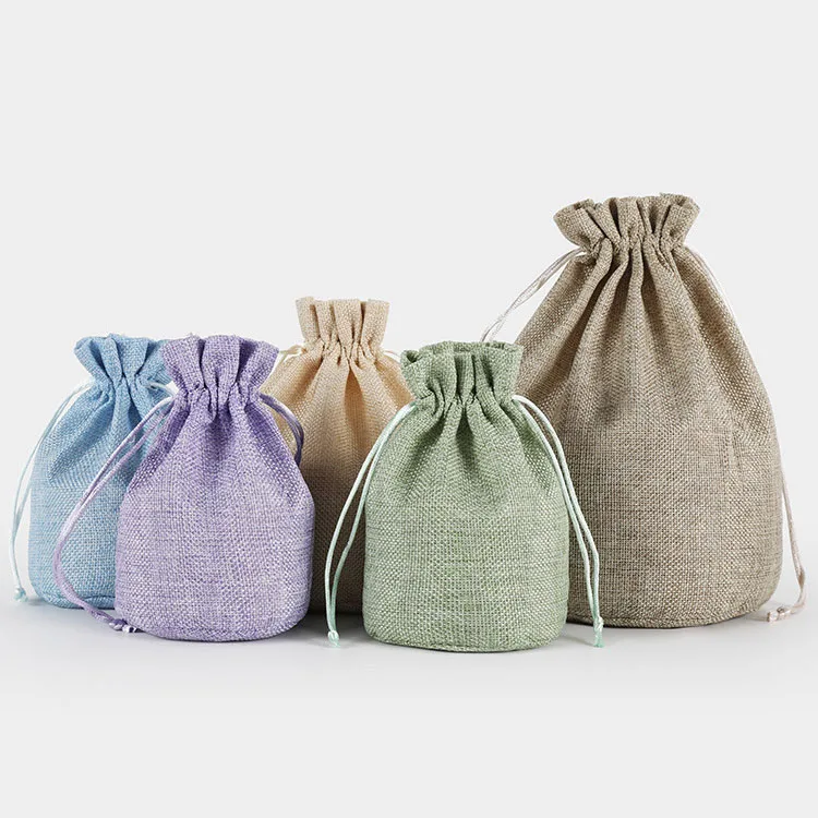 

2022 Custom Logo Printed Burlap Bamboo Charcoal Coffee Bag Christmas Gift Drawstring Jute Gunny Pouch Jute Burlap Bag