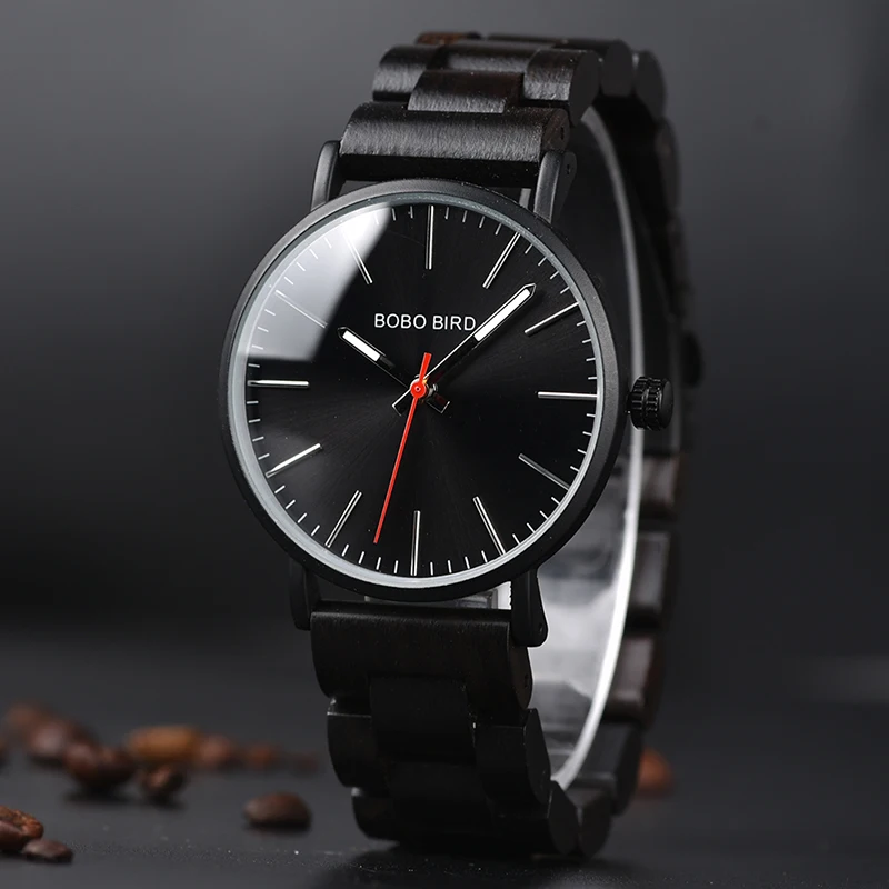 Luxury Sport Fashion Analog Water Resistant Wooden Men's Watch with Quartz Movement