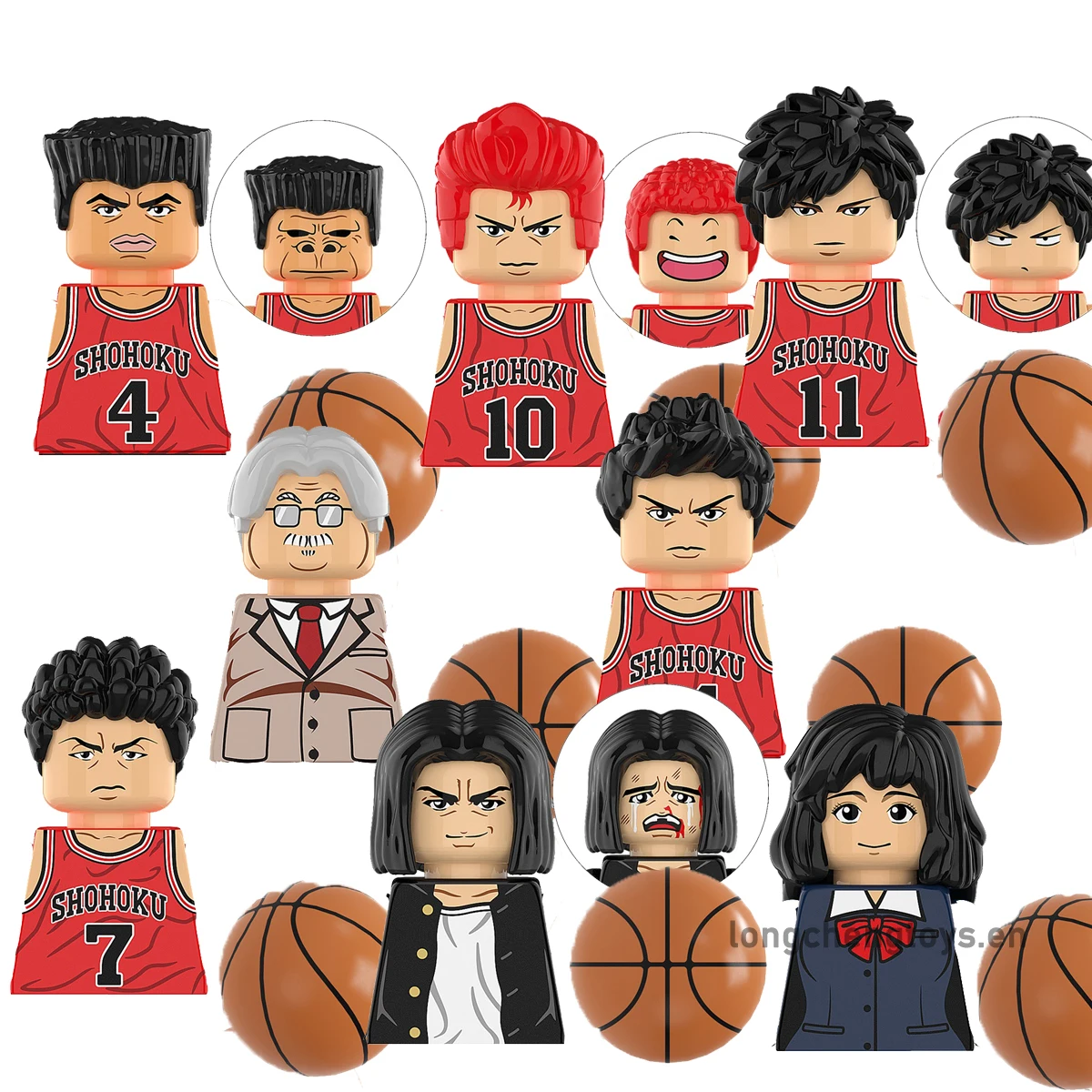 

SLAM DUNK Japanese Anime Hanamichi Sakuragi Kaede Rukawa Haruko Building Blocks Figures Children Gift Toys Juguetes KT1070