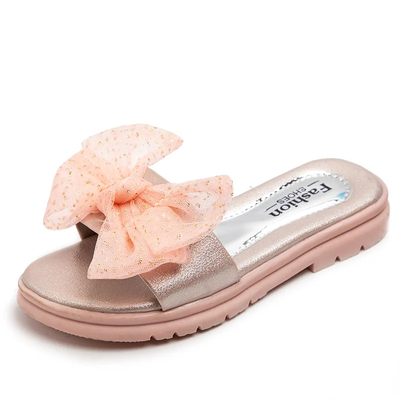 

New Girl Princess Slippers Summer Sweet Bow Children's Soft Soled Sandals Fashion Girls Outside Wear Influencers Slippers