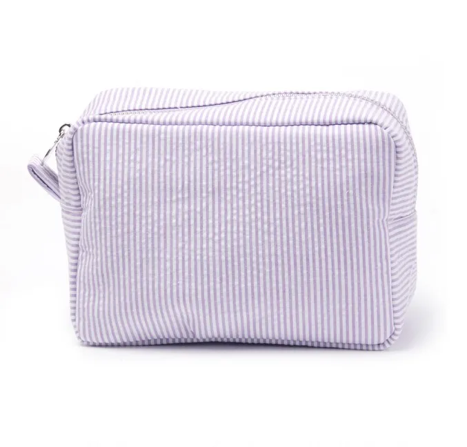 

Wholesale DOMIL Blanks Monogram Seersucker Cosmetic Case bags Travel Makeup Bags Gift for Mom Girlfriend, As pictures