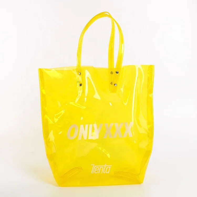 Source Printed Waterproof Transparent Pvc Tote Bag Clear Jelly