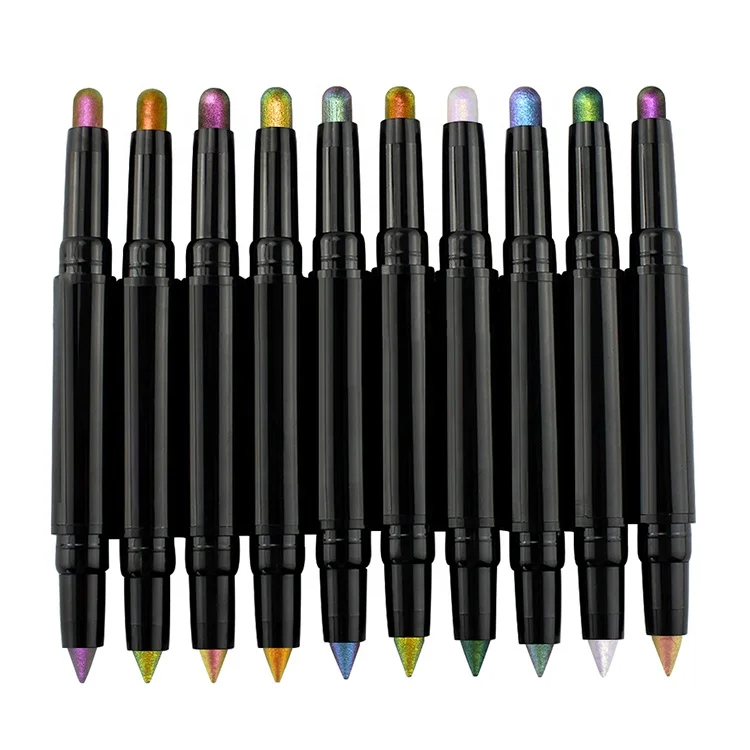 

High Pigment Eye Cosmetic Smooth Glitter Eyeshadow Pencil Sticks Multichrome Double Headed Duochrome Eyeshadow Stick Makeup, Muliti-color,10 colors