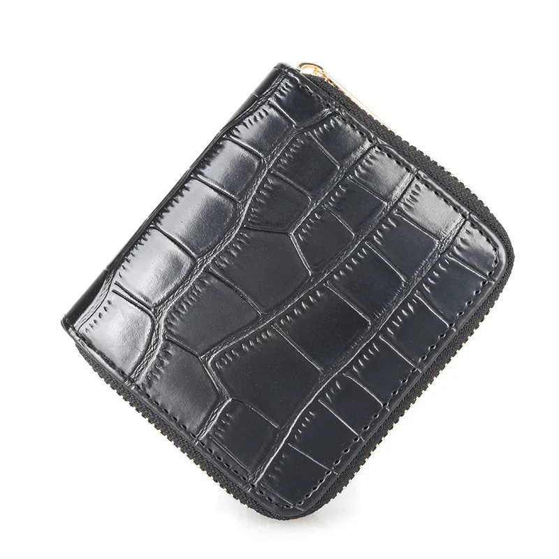 

LCH-031 Men's Short Crocodile Pattern Retro Wallet Male Good Quality PU Leather Card Holder Large-capacity Zipper Coin Purse