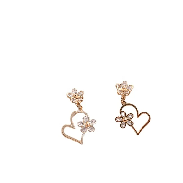 

new style Copper plated inlaid Zircon Earrings Metal stud earrings, Gold