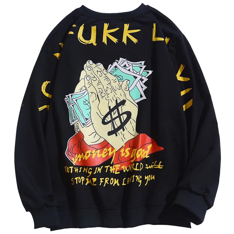 

Custom logo Fashion Mens Womens Black Color Printing Hip Hop Hoody Winter Autumn Outdoor Street Wear