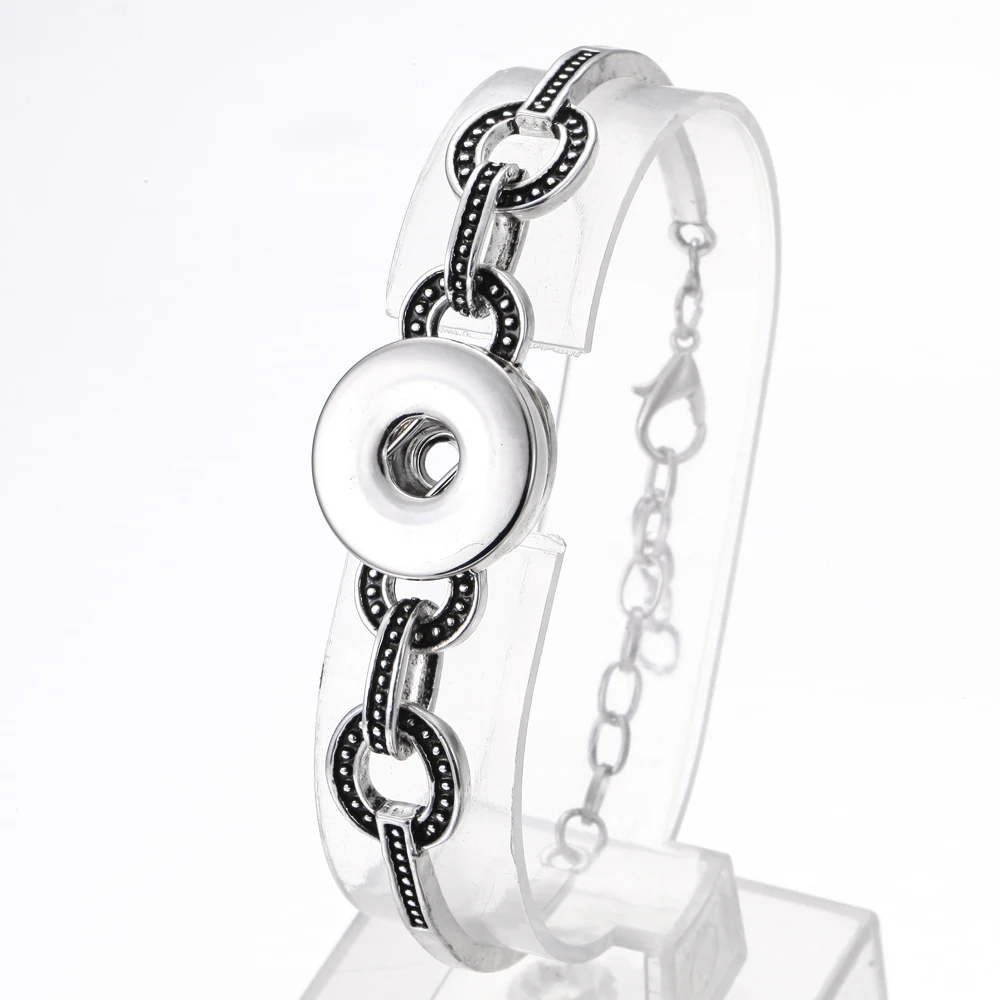 

New Snap Jewelry Bracelet Adjustable Chain Alloy Snap Button Bracelet Fit 18mm Snap Button Jewelry