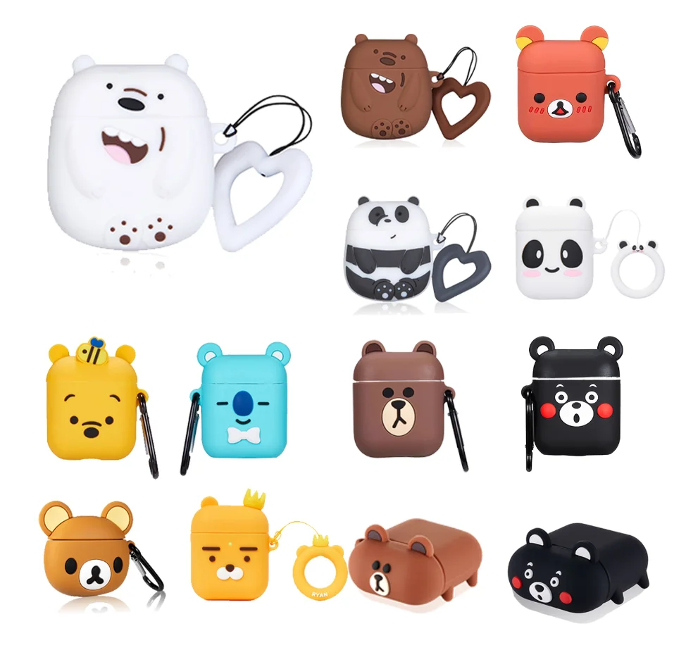 

3D Funny Clear Cute Cartoon Silicone Case For Apple Airpods 2/1 Airpods Earphone Protetive Case Cover, Multiple colors