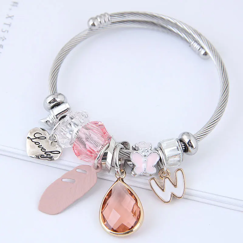 

High quality Stainless Steel Jewelry Handmade with DIY Charm Bracelet For Lady Stocks Wholesale Price 2021 Fashion Bracelet