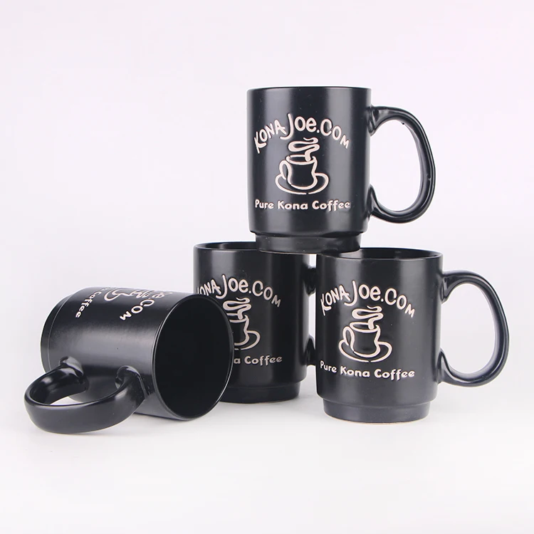 

Hunan wholesale 17oz cheap plain white porcelain tea cup custom logo black ceramic coffee mug glazing stoneware mug, Customized color