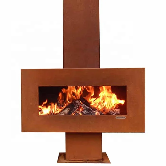 

Patio outdoor corten steel wood burning freestanding Fireplace