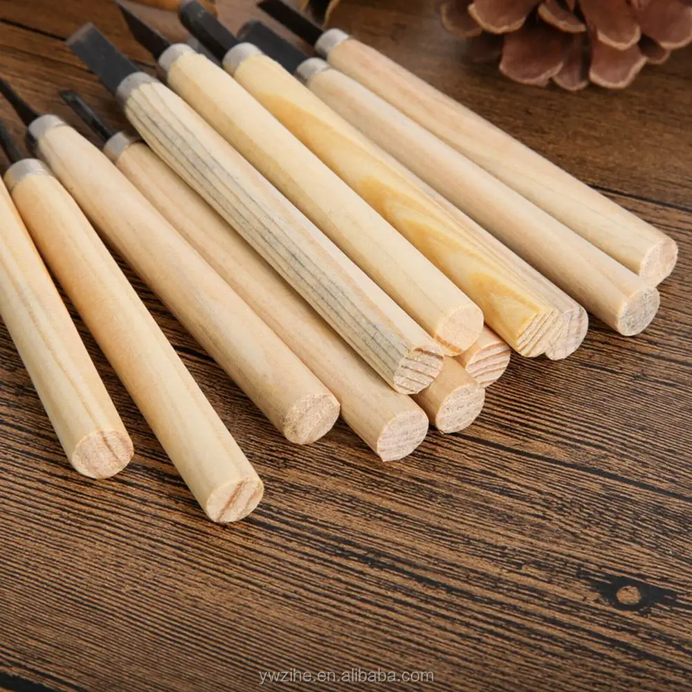 高品质12pcs/ lot刀木刻diy工具雕刻木材手工木雕凿子