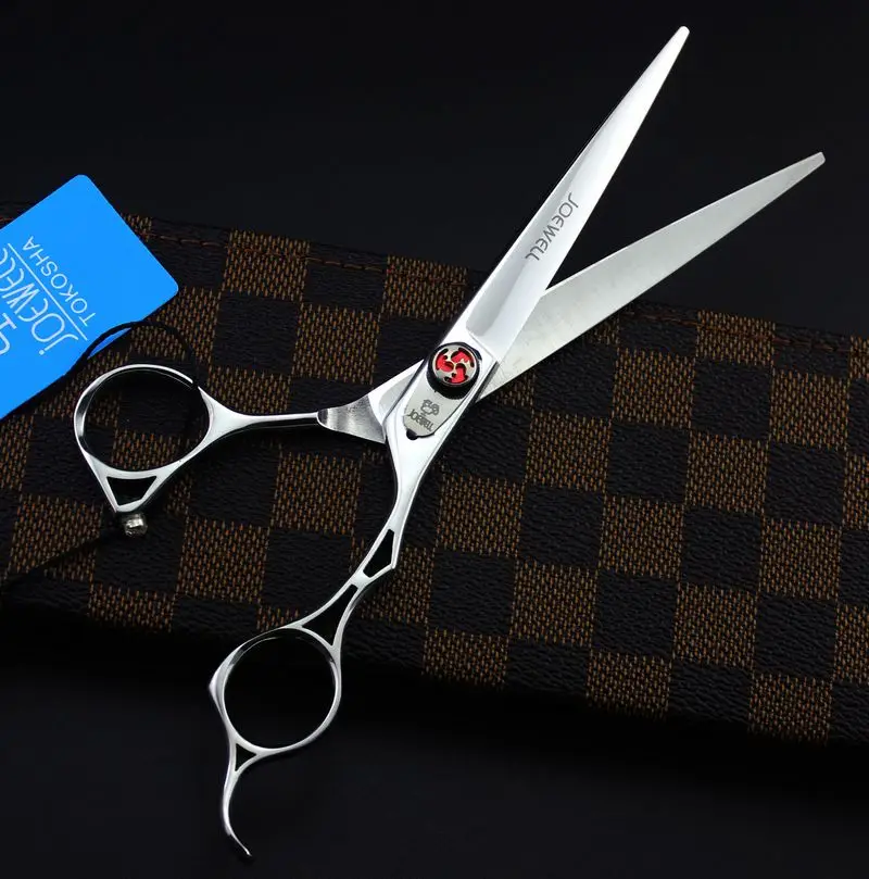 

free shipping JOEWELL 7.0 inch 440C stainless steel hair cutting scissors with leather case