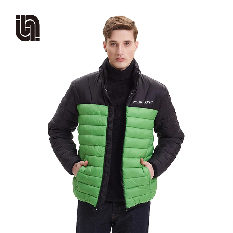 
Full Zipped Shiny Black Nylon Winter Padded Cotton Custom Puffer Down Jacket 