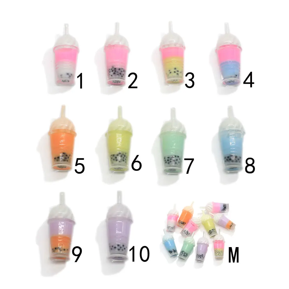 3D Simulation Resin Pearl Milk Drink Bottle Charms Milk Tea Cup Pendant Craft for Earring Keychain Accessories Decor