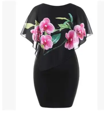 

Plus Size Floral Capelet Bodycon Dress Women Dresses Summer O Neck Half Sleeves OL Dress Vestidos Mujer 2019 Clothing, Pictures