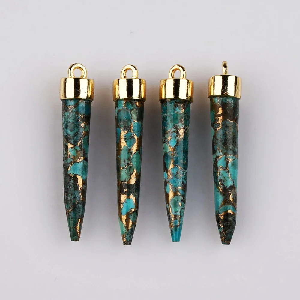 

ZG0468 Natural Turquoise Bar Pendant Necklace Jewelry Wholesale