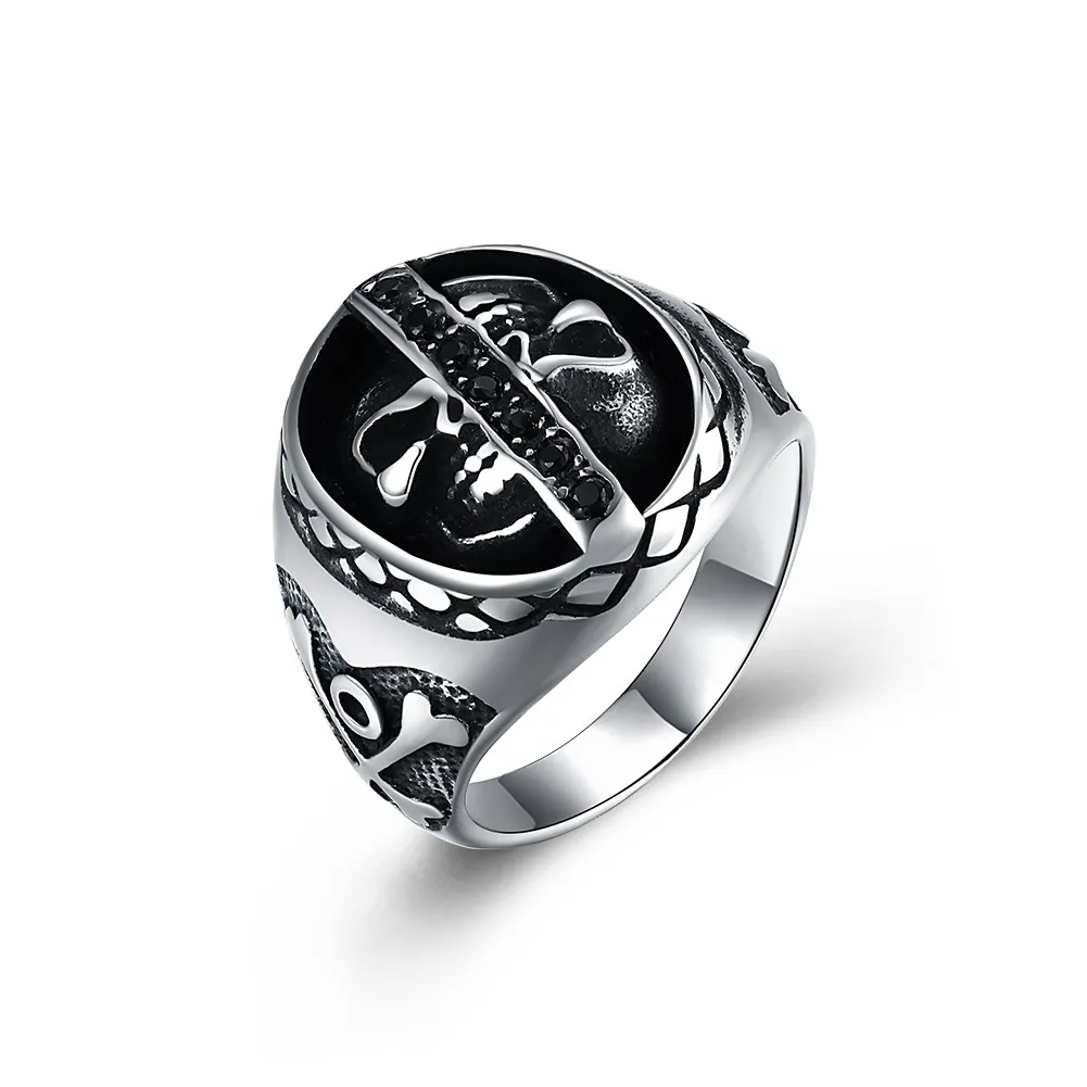 

High Quality Punk Rings Men Cross Stainless Steel Vintage Chain Skull Rings For Men Stainless Steel