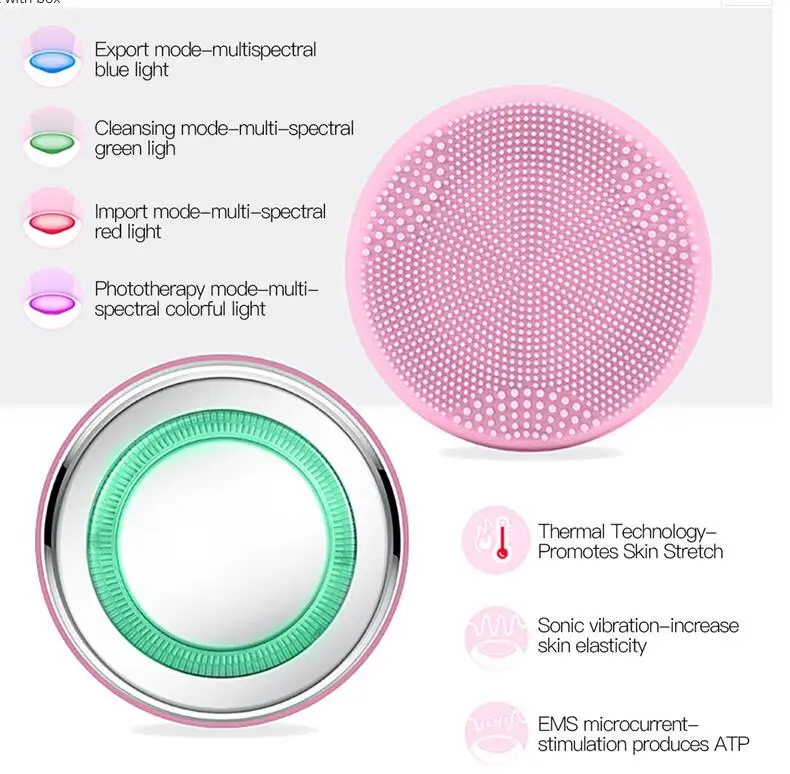
Sonic Silica Facial Cleansing Brush 2 In 1 Led Photon Face Massage Deep Pore Cleaner Acne Remover Anti Wrinkle Face Lifting 