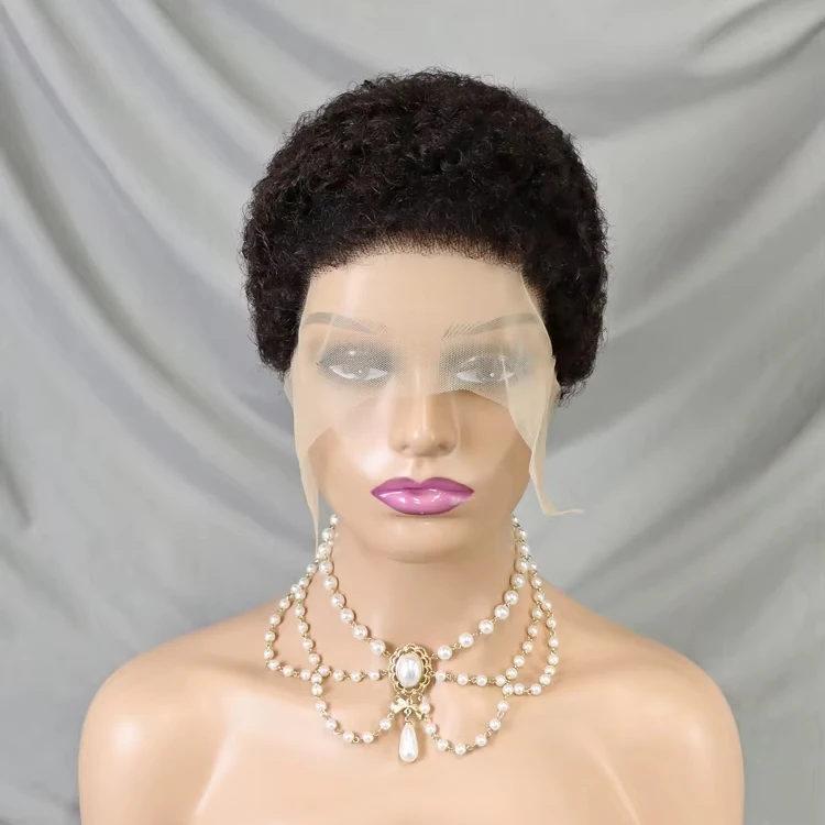 Ready to Ship Afro Kinky Curly Short Bob Wigs Pre Plucked Natural Hair Wig Woman 13x4 Full Lace Front Human Hair Wigs Pixie Cut