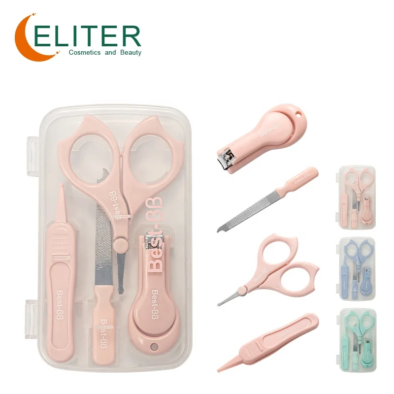 

Eliter Amazon Hot Sell In Stock Pink Blue Green Newborn Nail Clipper Nail Scissors For Children Baby Care Grooming Set