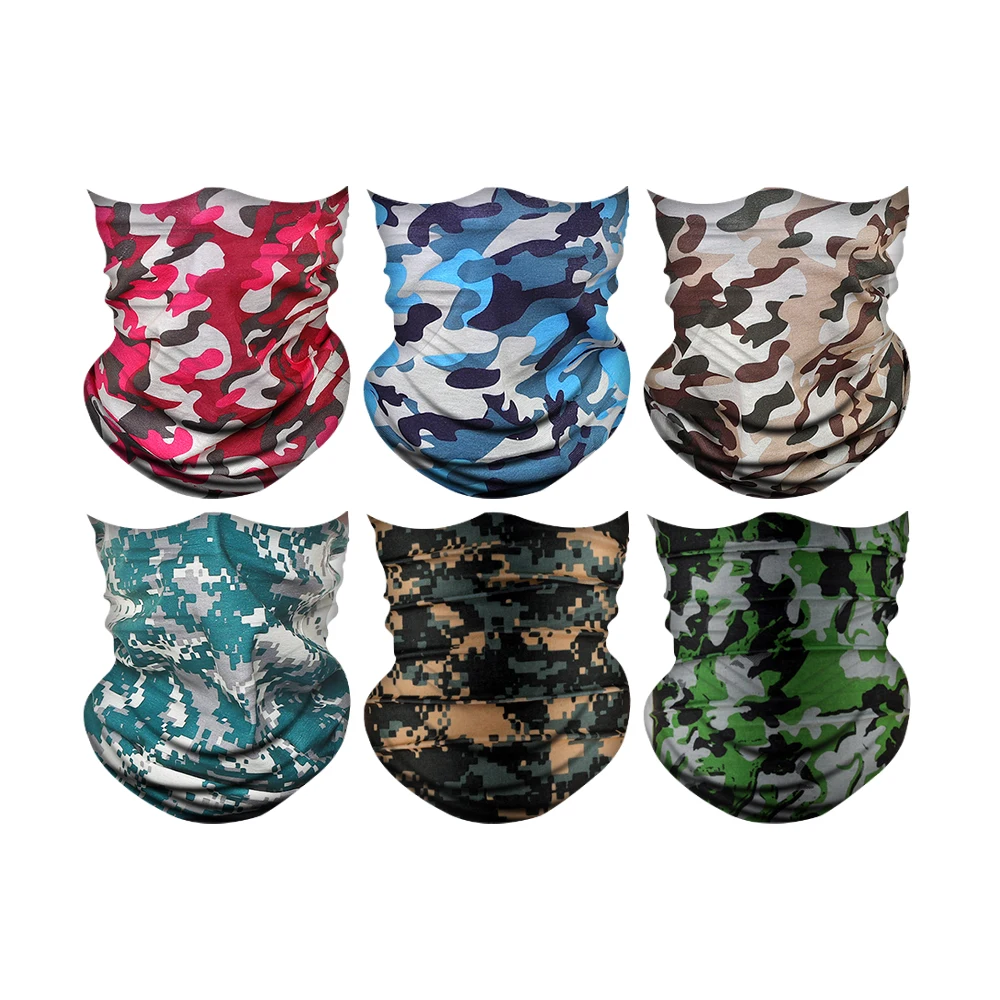 

6 mixed pack Fishing Magic Face Masks Tube Neck Gaiter Warmer Breathable Bandana Headwear Buffs, Multiple colors