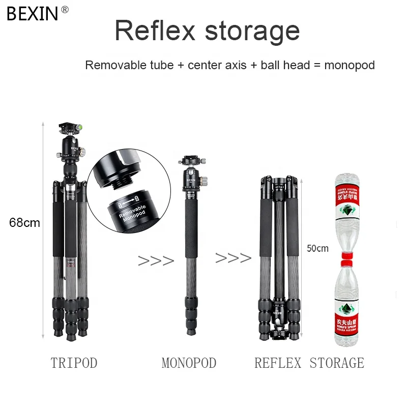
Factory Supply multifunction Carbon Fiber double Panoramic photography monopod camera tripod for photo studio accessories 