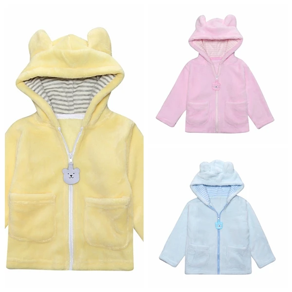 

Cute solid bear hooded velvet jacket 2020 fall baby toddler girl jackets, 5 colors