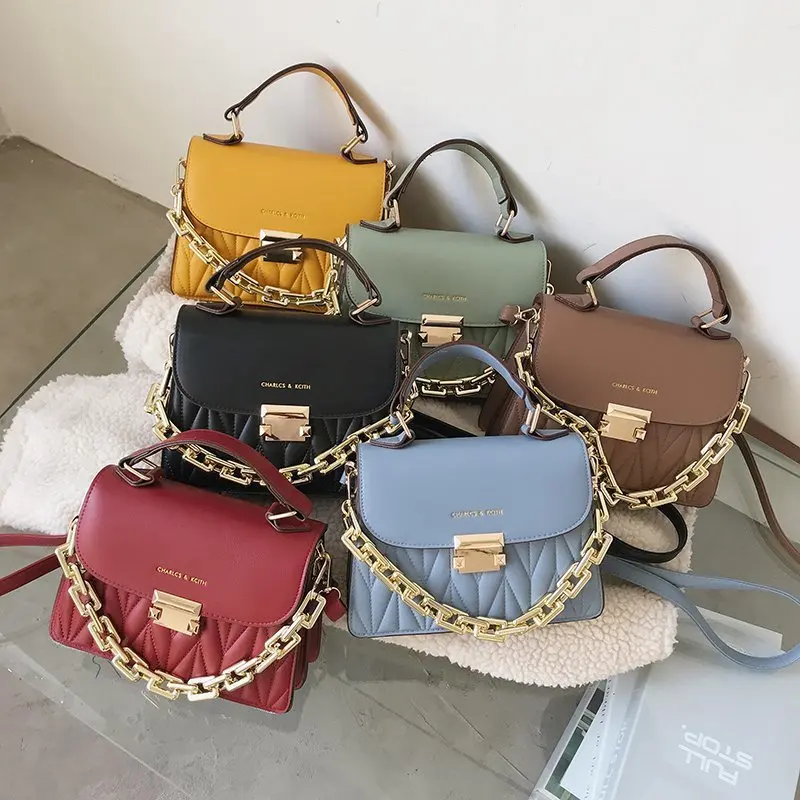

2021 new arrivals pu leather chain shoulder bags women handbags ladies simple letter small women handbag bag with logo