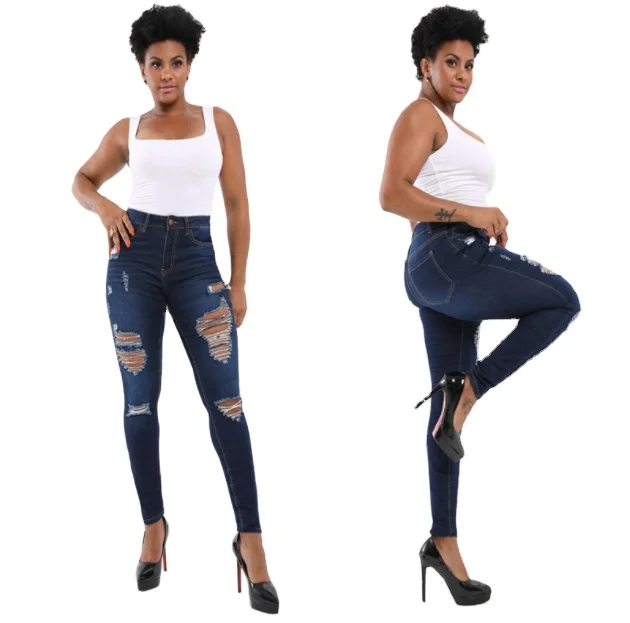 

Factory Customized Fashion Trend Skinny Ripped Ladies Denim Stretch Tight Hot Pants Distressed High Waist Trousers Women's Jeans, Customized color