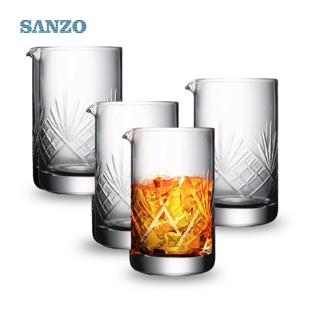 

980040 Thick bottom seamless crystal mixing glass 17oz cocktail mixing glass