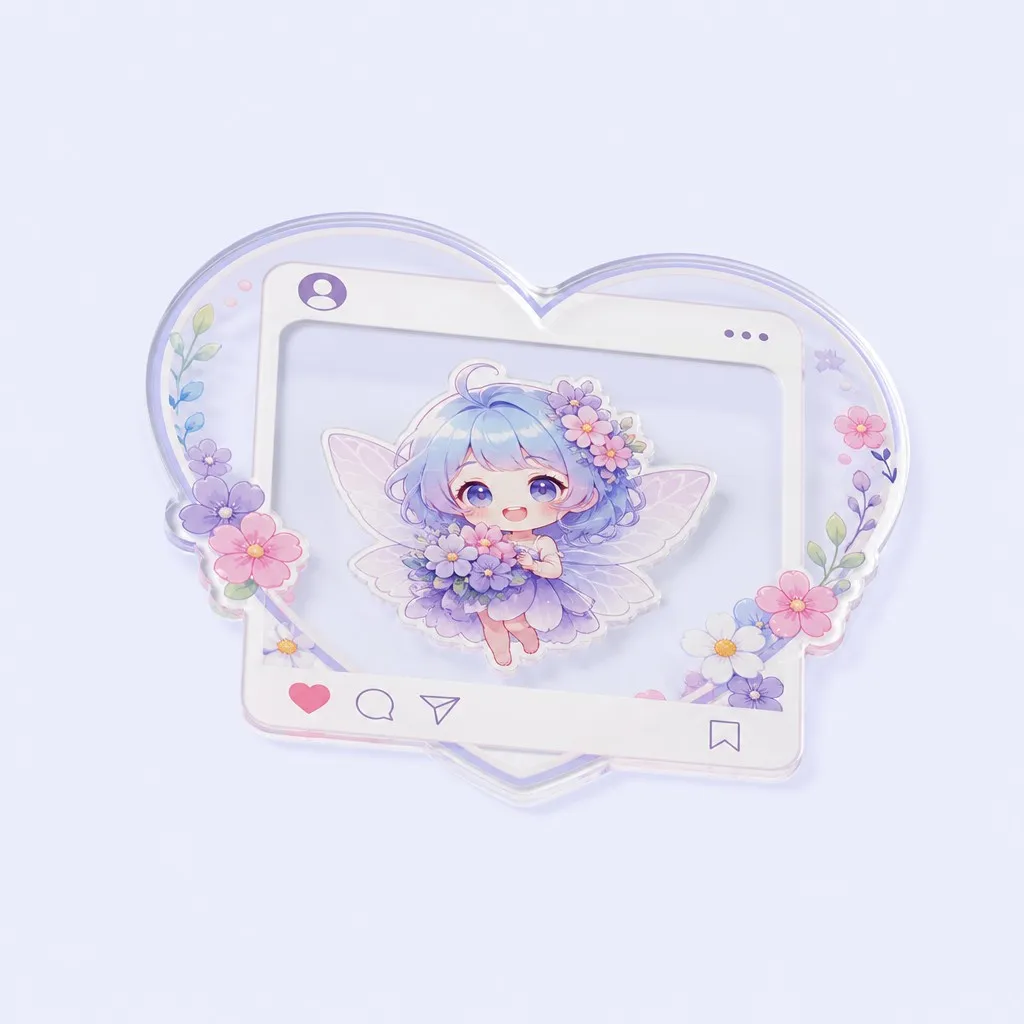 Heart Frame Floral Fairy Transparent Photo Card