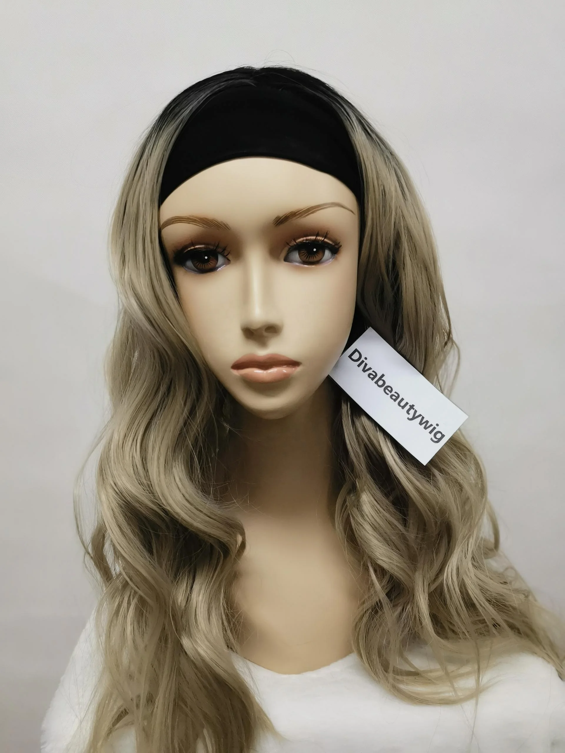 

Divabeautywig Wavy Ombre Blonde None Replacement Heat Resistant Fiber Hair Synthetic Headwraps Hair Wig Headband Wig
