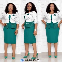 

Wholesale XL 4XL African Office Clothes Two Pieces Casual Midi Dresses For Women