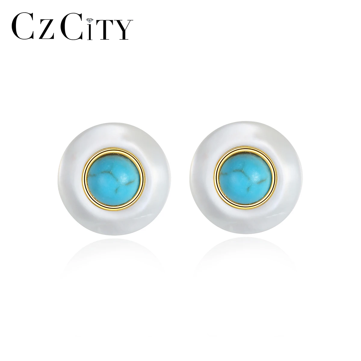 

LUOTEEMI Lady Earing Woman Trendy Silver 925 Sterling Hot Sale New Elegant Cute Popular Sea Shell Round Stud Earring