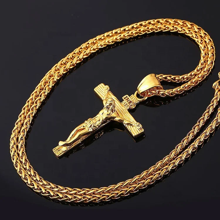 

Men's Gold Plated Jesus Christ Easter Cross Pendant Necklace For Women