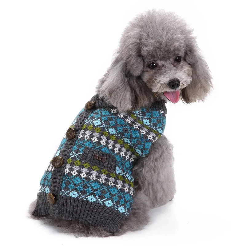 

Wholesale Premium Knitted Crochet Pattern Pullover Designer Pet Dog Sweater, Picture shows