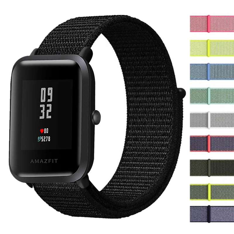 

Watch Bands for Xiaomi Huami Amazfit Bip Youth Watch Nylon Sport Loop Stainless Steel Mesh wrist Strap for Amazfit Bip band, Red/black/blue ect
